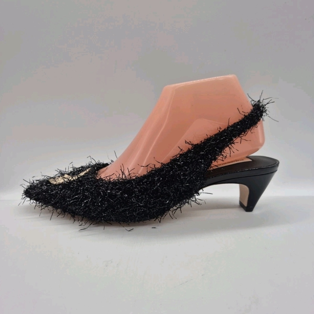 ANTONIO MELANI Black Textured Slingback Kitten Heel - Picture 7 of 12